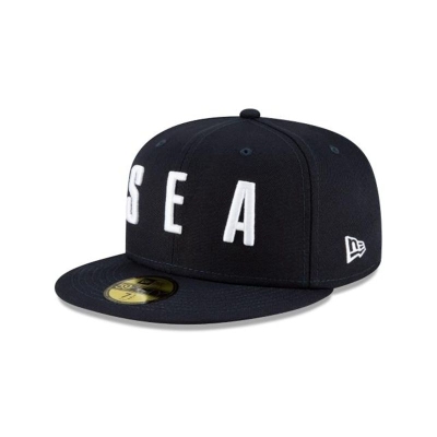 Seattle Mariners Gorra | New Era MLB Ligature 59fifty Fitted Cap Mexico - Azules
